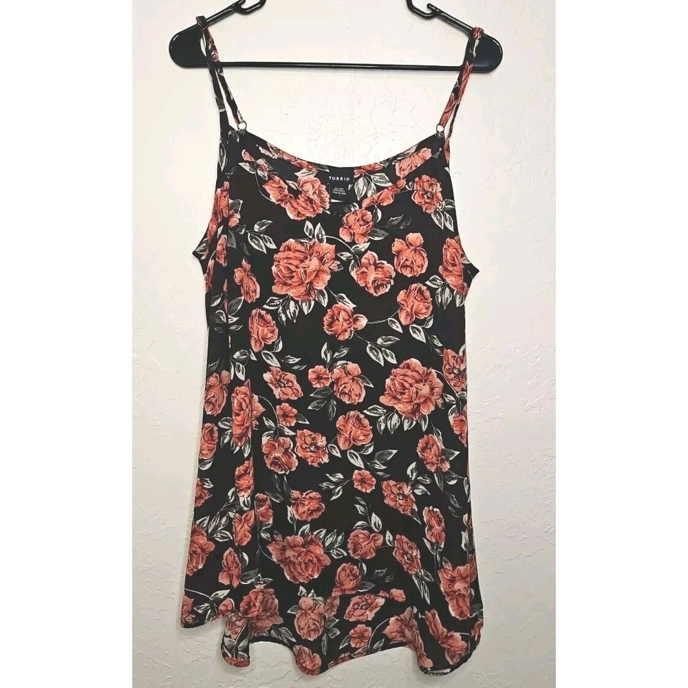 Torrid Sz 1 Black Floral Cami Blouse Hi Low Cottagecore Fairygrunge Whimsigoth